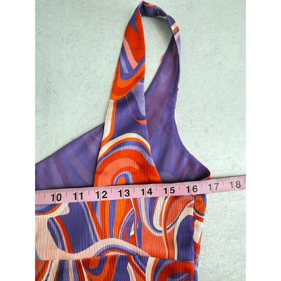 NWT Ramy Brook Deidra Women's Swirl-Print Cropped Top Retro‎ Purple/Red Sz Multi - Picture 8 of 11